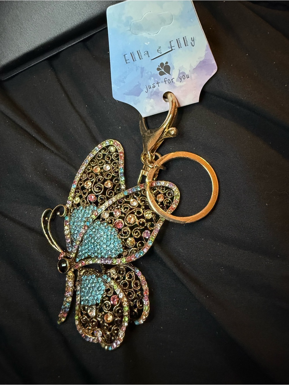 Crystal Butterfly Keychain Card Holder - Multicolor - Picture 2 of 2